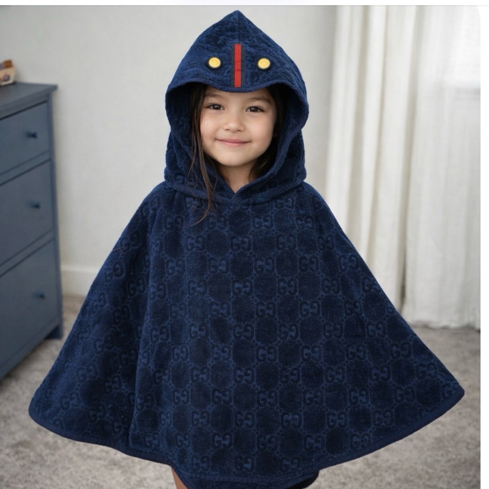 Gucci Kids Navy Hooded Towel Cape